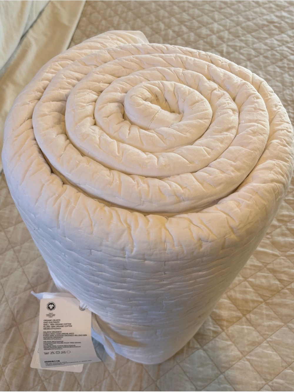 Crate&Barrel Cream Quilted King Quilt - Picture 6 of 6